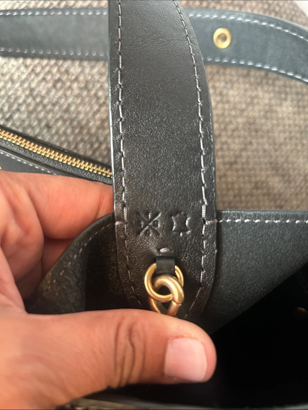 Coach Bleecker Bucket Bag 21 Black Full Grain Leather Boho Minimalist